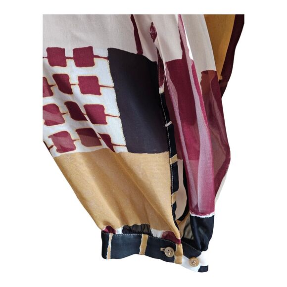 LANE BRYANT Women's Plus 22 24 Tunic Top Geometric Burgundy Yellow Oversized 66" - Picture 5 of 7